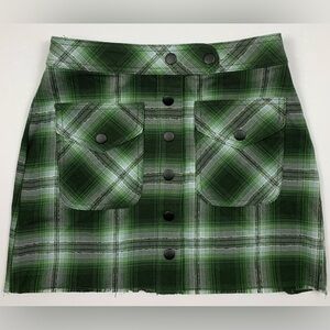 Urban Outfitters Women's Medium Green Plaid Button Front Mini Skirt NWT